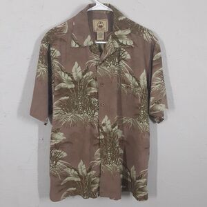 Joe Marlin Hawaiin Shirt Adult Mens M Brown Floral Aloha Beach Tropical